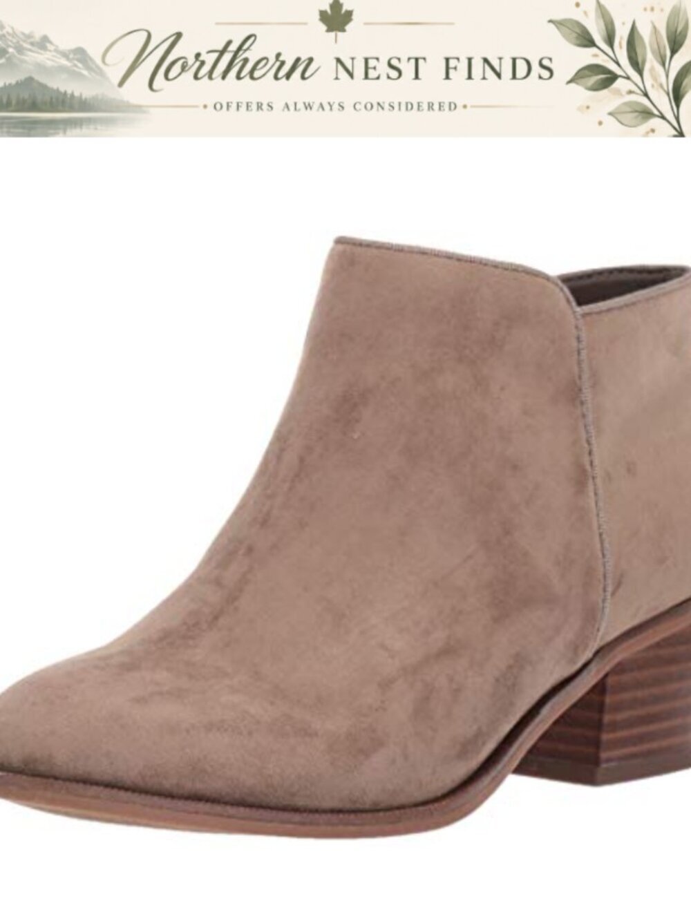 Faux Suede Cuban Heel Ankle Boots with Memory Foam Insole